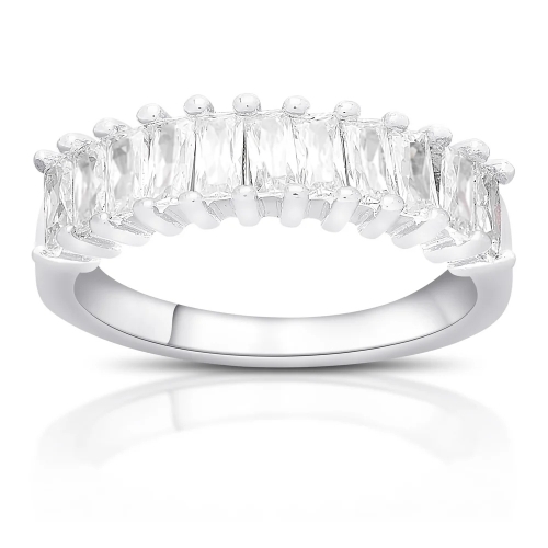 Landou Jewelry Sterling Silver Cubic Zirconia Eternity Band Ring for Women