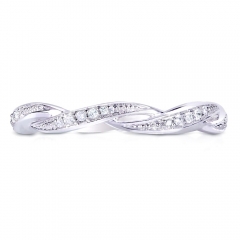 Landou Jewelry Sterling Silver Cubic Zirconia Braided Twist Round Eternity Band Ring