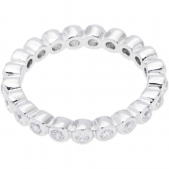 Round Bezel-Set Cubic Zirconia Eternity Band Ring, Sterling Silver