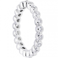 Round Bezel-Set Cubic Zirconia Eternity Band Ring, Sterling Silver