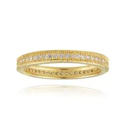 Landou Jewelry 18K Yellow Goldplated Stackable Cubic Zirconia Eternity Ring