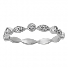 Sterling Silver Cubic Zirconia Art Deco Semi-Eternity Band Ring by Landou Jewelry