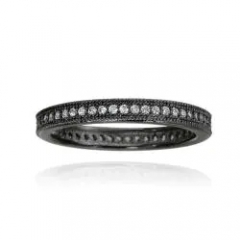 Landou Jewelry Black Rhodium-plated Stackable Cubic Zirconia Eternity Ring