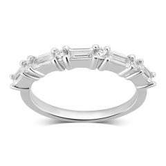 Landou Jewelry Sterling Silver Created White Cubic Zirconia Eternity Band Ring