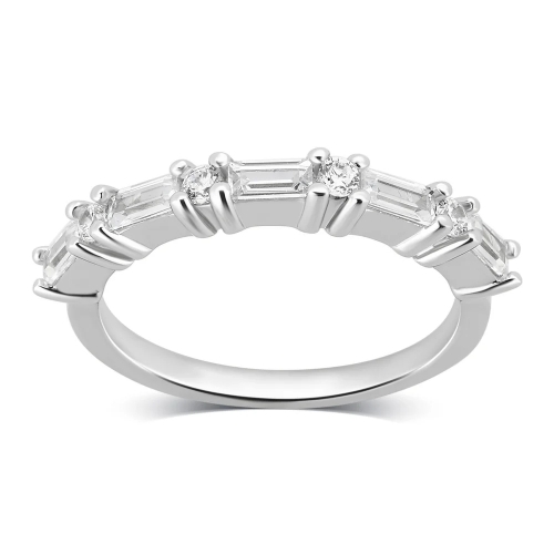 Landou Jewelry Sterling Silver Created White Cubic Zirconia Eternity Band Ring