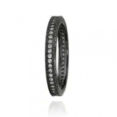 Landou Jewelry Black Rhodium-plated Stackable Cubic Zirconia Eternity Ring