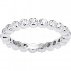 Round Bezel-Set Cubic Zirconia Eternity Band Ring, Sterling Silver