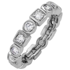 Sterling Essentials Sterling Silver Stackable Cubic Zirconia Geometric Eternity Band Ring