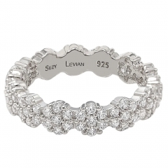 Sterling Silver Cubic Zirconia Floral Eternity Band - White Goldplated