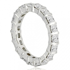 14K White Gold Prin-cess Cubic Zirconia Wedding Eternity Ring