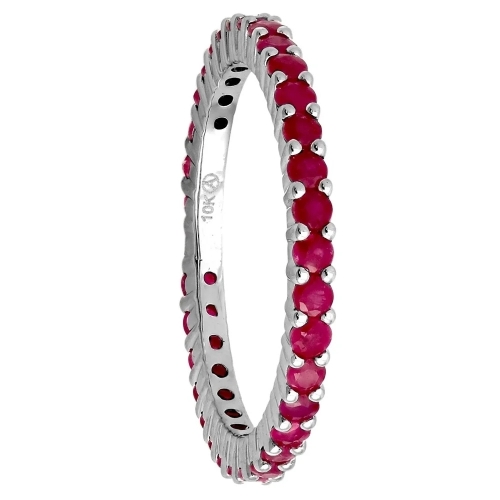 Sterling Silver Ruby Cubic Zirconia Stackable Eternity Band Ring