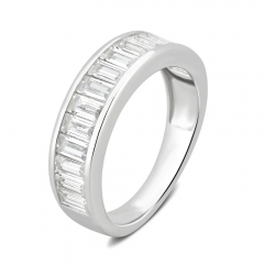 Landou Jewelry Sterling Silver Created White Cubic Zirconia Eternity Band Ring