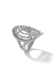 Stax Statement Ring in 925 Sterling Silver White Goldplated with Full Pave Cubic Zirconia