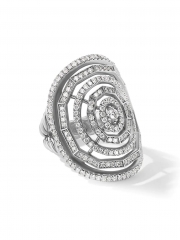 Stax Statement Ring in 925 Sterling Silver White Goldplated with Full Pave Cubic Zirconia