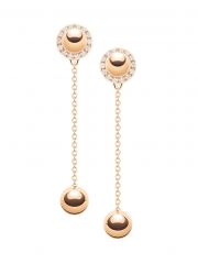 18K Rose Gold & Cubic Zirconia Stud & Chian Drop Ear Jacket Set