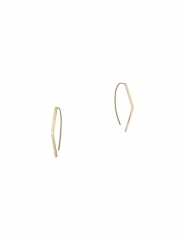 14K Yellow Gold Sterling Silver Small Geometric Hoop Earrings