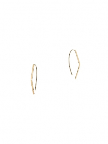 14K Yellow Gold Sterling Silver Small Geometric Hoop Earrings
