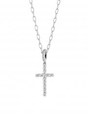 Veritas Sterling Silver & Cubic Zirconia Cross Pendant Necklace