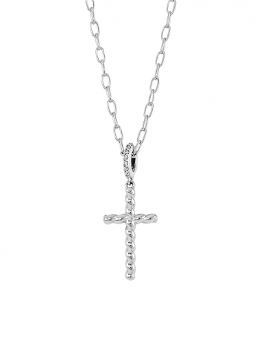 Veritas Sterling Silver & Cubic Zirconia Cross Pendant Necklace