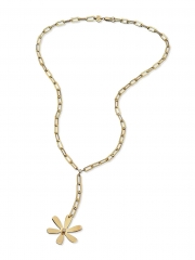 14K Gold PLated & Cubic Zirconia Leaf Lariat Necklace