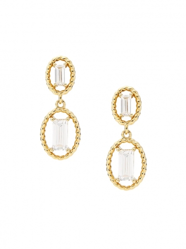 Veritas Twist 18K Gold Plated Cubic Zirconia Drop Earrings