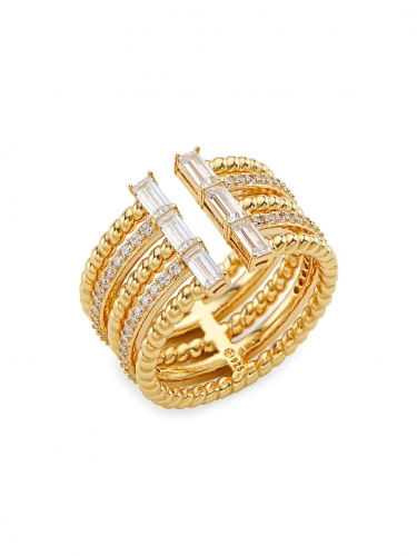 Veritas 18K Goldplated 925 Sterling Silver Cubic Zirconia Twist Ring