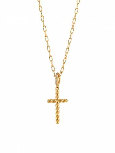 Veritas 18K Goldplated & Cubic Zirconia Cross Pendant Necklace