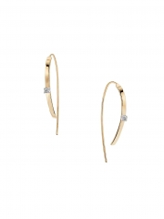 925 Sterling Silver 14K Yellow Gold Plated & Fake Diamond Bar Hoop Earrings