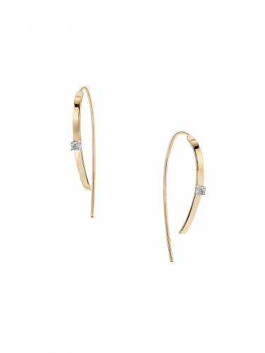 925 Sterling Silver 14K Yellow Gold Plated & Fake Diamond Bar Hoop Earrings