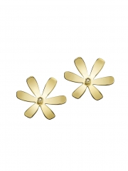 14K Gold Plated & Cubic Zirconia Flower Stud Earrings