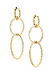 Veritas Twist Orbit 18K Gold Plated Cubic Zirconia Drop Earrings in 925 Silver