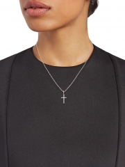 Veritas Sterling Silver & Cubic Zirconia Cross Pendant Necklace