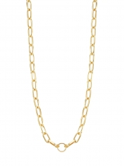 Charm 18K Gold-Plated Sterling Silver Oval-Link Chain Necklace