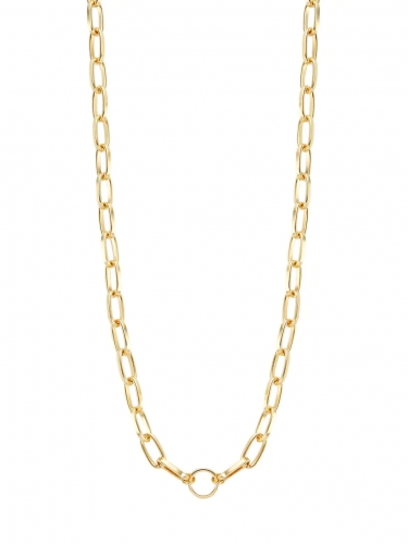 Charm 18K Gold-Plated Sterling Silver Oval-Link Chain Necklace