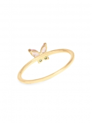 Watermelon 14K Yellow Gold, Pink Sapphire, Tsavorite Butterfly Ring