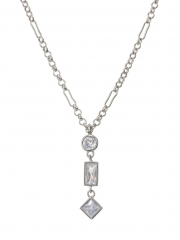 14K Gold Plated Cubic Zirconia Charm Necklace 925 Silver
