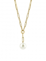 14K Yellow Gold 11mm Freshwater Pearl Lariat Necklace