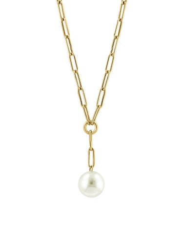 14K Yellow Gold 11mm Freshwater Pearl Lariat Necklace