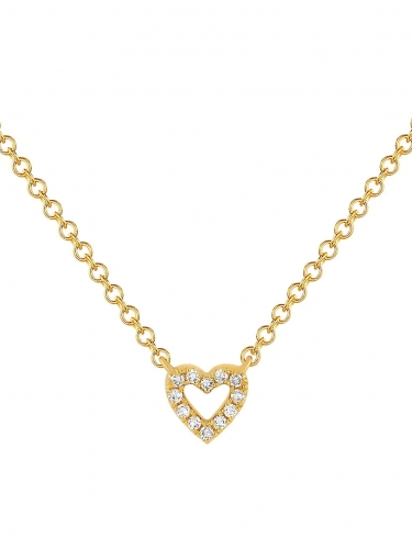 925 Sterling Silver 14K Gold Cubic Zirconia Open Heart Necklace