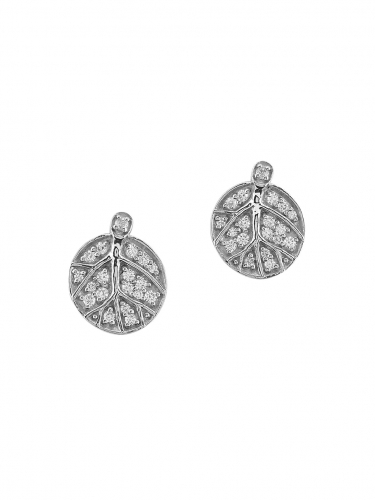 Botanical Leaf Sterling Silver Cubic Zircnia Stud Earrings