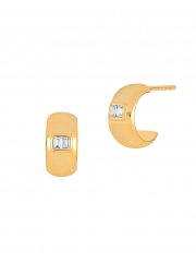 925 Sterling Silver 14K Gold and Cubic Zirconia Bubble Huggie Earrings