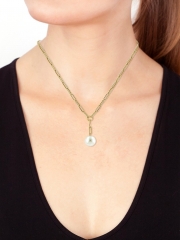 14K Yellow Gold 11mm Freshwater Pearl Lariat Necklace