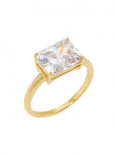 925 Sterling Silver 18K Gold Plated Cubic Zirconia Ring