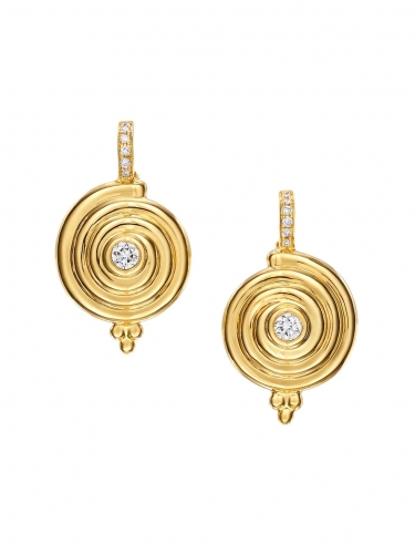 925 Sterling Silver Classic 18K Gold Plated Fake Daimond Spiral Drop Earrings