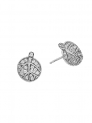 Botanical Leaf Sterling Silver Cubic Zircnia Stud Earrings