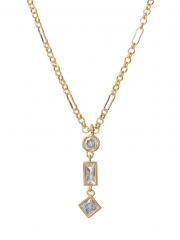 14K Gold Plated Cubic Zirconia Charm Necklace 925 Silver