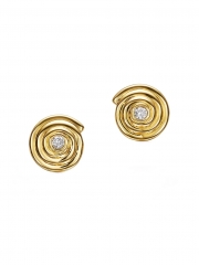 Classic 18K Goldplated 925 Sterling Silver Diamond Spiral Earrings