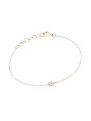 Landou Jewelry 14K Yellow Gold Diamond Star Charm Bracelet in 925 Silver