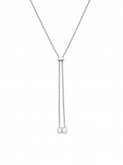 925 Sterling Silver Rhodium Plated Cubic Zirconia Lariat Necklace