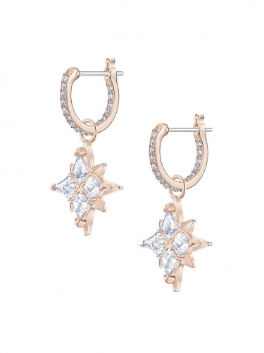 Symbolicn Rose Goldplated Crystal Star Charm Dangle Earrings